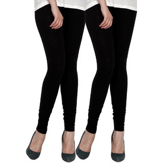 Combo Of Two Black Lycra Leggings Free Size With Stretch - Ethnic Wear | Buy online on ZillyBuy
