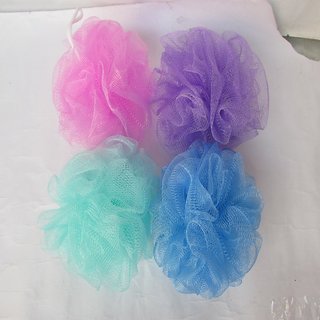 set of 4 body washing scrubber loofah bath shower body washing bath ball pouf