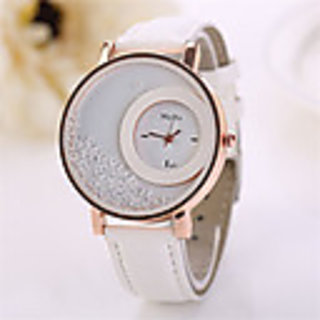 Women Wadding New Leather Dimond Dial White Girls watch