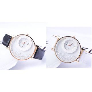 Girls Wadding Black And White Combo Of 2 Ladiies Women Watch