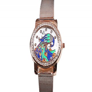 women and man golden peacock wadding girlesladies watches