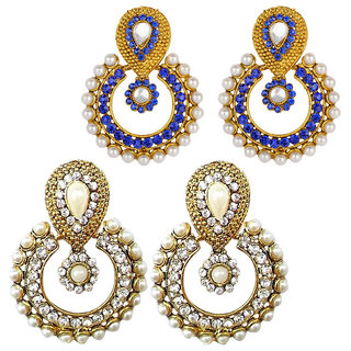 Women Multicolor Jewellry set of 2 Bollywood Designer Diamond Earring Set Combo