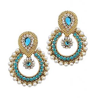 Women Jewellery Royal Designer Gold Plated And AD Color Pearl Traditional Earrings