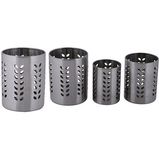 Montstar Stainless Steel Cutlery Holder 4 pc Set (Leaf cutting)