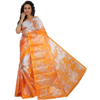 Sharda Creation Orange Floral Printed Bhagalpuri Art Silk Saree - Sarees | Buy online on ZillyBuy