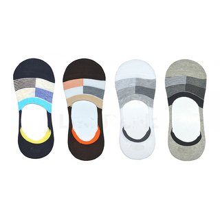 ddh men solid no show socks with silicone heel grip pack of 4 linen