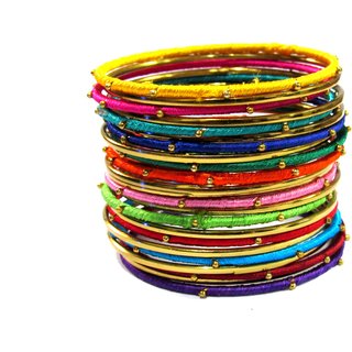 Multi Colour Thread Bangles set of 24 - Bangles & Bracelets | Buy online on ZillyBuy