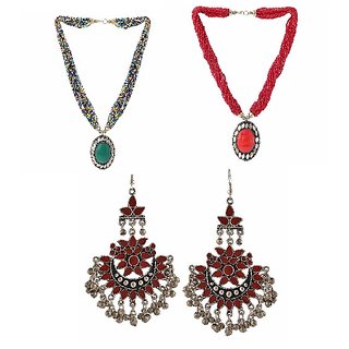 combo of 2 oxidised beads harram necklace oxidised earring