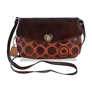 arpera Embossed Genuine Leather Brown Sling bag  C11517-2 - Handbags | Buy online on ZillyBuy