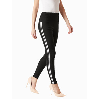 Modern Women Miss chase Women's Black Solid High Waist Skinny Regular Length Black and White Twi