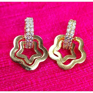 Designer 18K AD Indo Western Party Fashion Star Flower Earrings - Earrings | Buy online on ZillyBuy