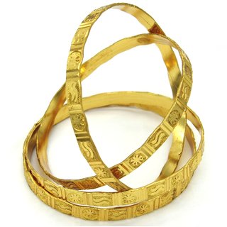 Golden Flower Design Printed Set of 4PC Bangles For Women SMCB80 - Bangles & Bracelets | Buy online on ZillyBuy