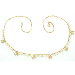 Adjustable White Pearl with jhumki Waistbelt For Women SMCW57