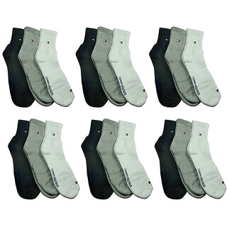 BRANDED ANKLE FREE SIZE SOCKS COMBO PACK OF 18 PAIR WHITE, GREY AND BLACK
