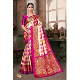 SVB SAREE Pink Colour Khadi Silk saree With Blouse Piece - Sarees | Buy online on ZillyBuy