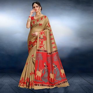 Sharda Creation Animal Printed Saree With Blouse Piece - Sarees | Buy online on ZillyBuy