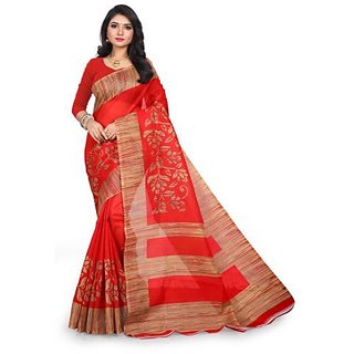 Sharda Creation Red Printed With Blouse Saree - Sarees | Buy online on ZillyBuy
