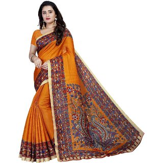 SVB Yellow Mysore Silk Printed With Blouse Saree - Sarees | Buy online on ZillyBuy