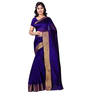 Sharda Creation Navy Art Silk Plain With Blouse Saree - Sarees | Buy online on ZillyBuy
