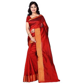 SVB Red Art Silk Plain With Blouse Saree - Sarees | Buy online on ZillyBuy