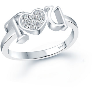Vighnaharta Secret Propose "T" Love U Valentine,s Day Ring CZ Rhodium Plated Alloy Ring for Women and Girls-[VFJ1564FRR] silver IND-8