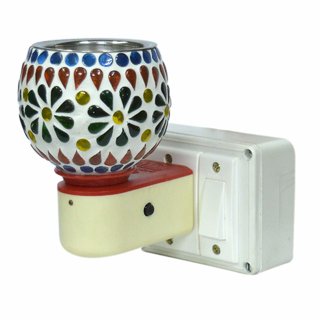Ceramic Kapoor Dani/Aroma Oil Burner Cum Night Lamp(in-Built On/Off Button for Heating)Design On The Kapoordani May Vary multicolor
