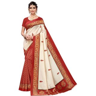 Sharda Creation Red Mysore Silk Printed With Blouse Saree - Sarees | Buy online on ZillyBuy
