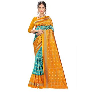 Sharda Creation Yellow Mysore Silk Printed With Blouse Saree - Sarees | Buy online on ZillyBuy