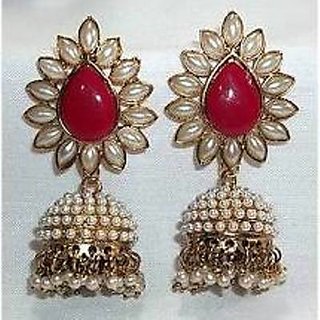 Aashiqui 2 Maroon polki pearls Jhumka Earring - Earrings | Buy online on ZillyBuy