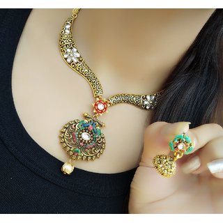 hetprit peacock design necklace set for women