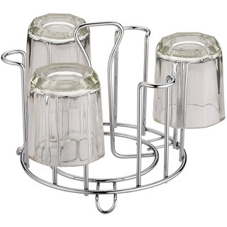 Arni Stainless Steel Glass Stand for Dinning Table, Glass Holder for Kitchen Tumbler Holder Style Round