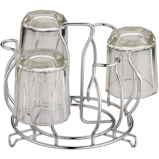 Arni Stainless Steel Glass Stand for Dinning Table, Glass Holder for Kitchen Tumbler Holder Style Flower