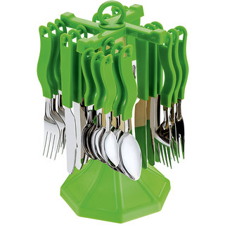 Arni Cutlery Set / Spoon Set / Spoon Stand for Kitchen and Dining 24 Pieces Stainless Steel Cutlery Set