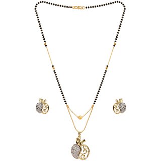 Hetprit Trendy Brass Pendent Combo Set  For Women gold Free Size
