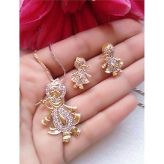 hetprit brass gold plated beautiful pendent set for woman