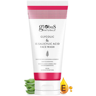 globus naturals glycolic and 1 salicylic acid face wash 100 ml