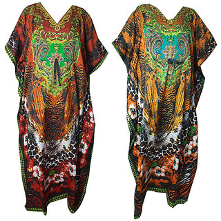 Ukal Combo Pack of 2 Women's Kaftan Dress Cover Up Nightwear Nighty Gown V-Neck Dress