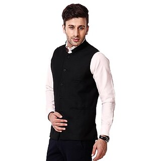 mens-nehru-jacket-black for professional and party waer - Jackets & Coats | Buy online on ZillyBuy