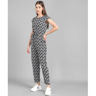 Vivient Women Black Line Printed Front Knot Jumpsuits - Dungarees & Jumpsuits | Buy online on ZillyBuy