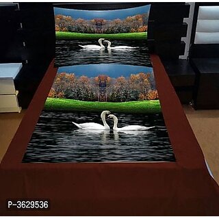 THE HOME STYLE 3D Digital Print Velvet King Size bedsheet Double Bed with 2 Pillow Covers- Duck in Water