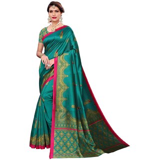 SVB Saree Green Art Silk Kalamkari Saree - Sarees | Buy online on ZillyBuy