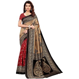 Sharda Creation Red  Chicku Colour Kalamkari Saree - Sarees | Buy online on ZillyBuy