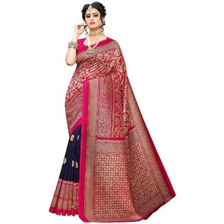 Sharda Creation Dark Blue  Pink woven Art Silk Saree - Sarees | Buy online on ZillyBuy