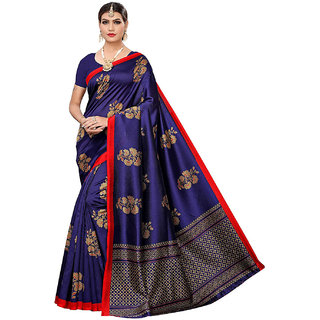 Sharda Creation Navy Blue Mysore Silk Kalamkari Saree - Sarees | Buy online on ZillyBuy