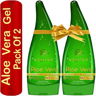 newish pure aloe vera gel combo for face skin hair set of 2 130 ml each 