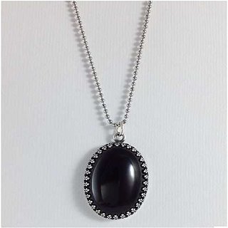 10.5 Carat Black Sulemani Hakik moti Pendant with lab Report Silver Sulemani Hakik Stone without chain by CEYLONMINE