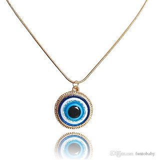 by CEYLONMINE-Unisex Blue Evil Eye Protection Stone Pendant gold plated without chain