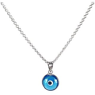 Unisex Blue Precious Evil Eye Natural Stone Pendant silver without chain for unisex by CEYLONMINE