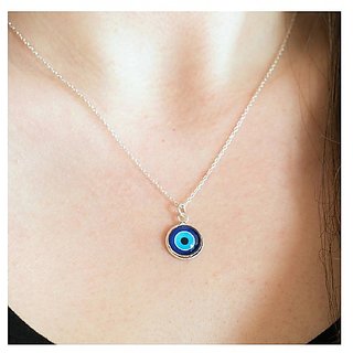 Evil eye blue stone silver pendant without chain for Women by CEYLONMINE