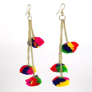 GiftJee - Multi Color Hanging Tassel Pompom Earnings For Women  Girls - Earrings | Buy online on ZillyBuy